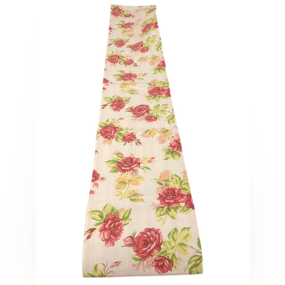 Pier 1 Imports Rose Striped Reversible Table Runner Cotton 14" x 72" cottagecore